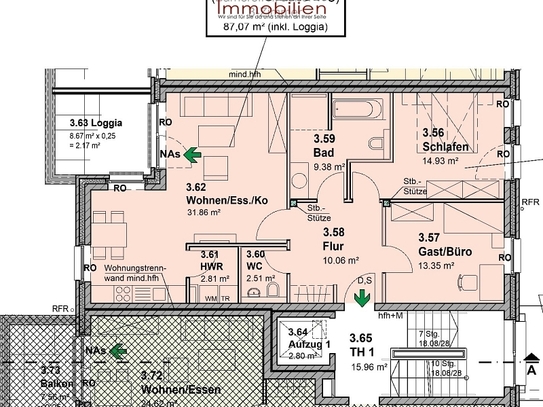 Nienburg- Neubau einer 3 Zi. Whg. mit Loggia u. Carport in fußläufiger Bahnhofsnähe