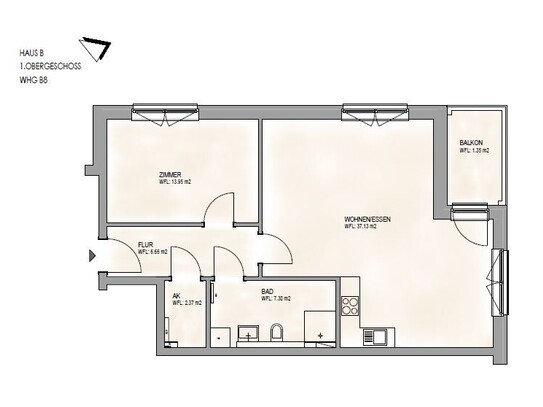 Wohnen im Robert-Koch-Park: moderne 2-Zimmer Wohnung mit Balkon und Einbauküche