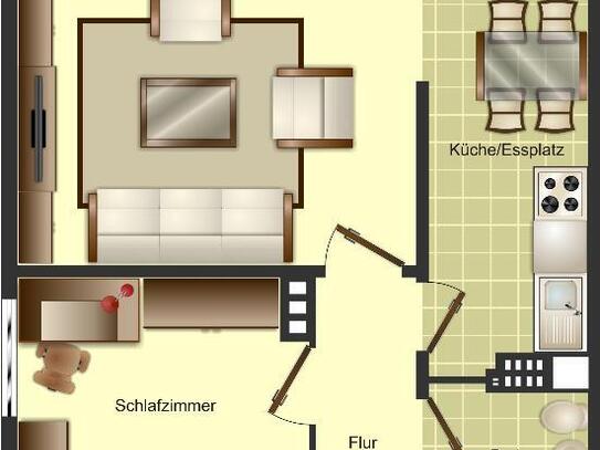 Modernisierte Balkonwohnung mit Laminat und Tapeten