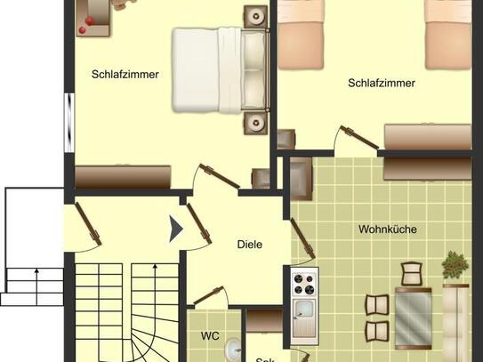 Kleine Wohnung im EG zum 16.03.2025