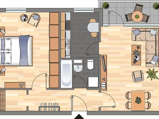 2-Zimmer-Wohnung in Braunschweig-Weststadt mit Balkon, Laminatboden und neuem Bad