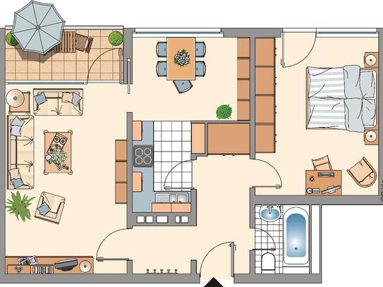 Mit Blick über den Stadtweiher - Helle 2-Zimmer-Wohnung in Erkrath Hochdahl-Schildsheide