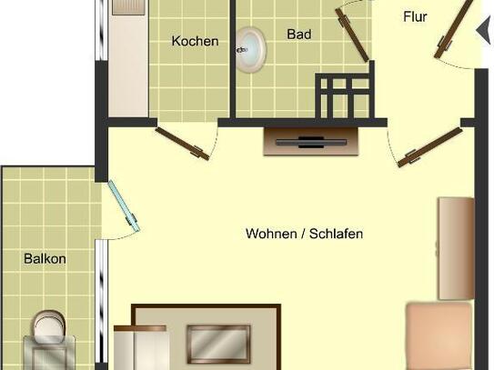 Demnächst frei! 1-Zimmer-Wohnung in Münster Münster Nord