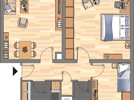 Familienwohnung mit 3 Zimmern in idyllischer Lage