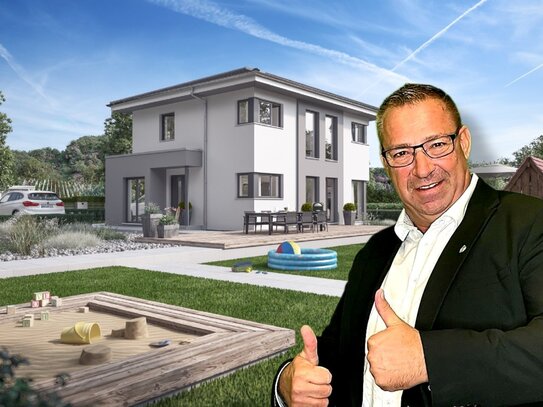 LEBENSZIEL: Stadtvilla als Effizienzhaus, 2 Kinderzimmer, Home-Office und Grundstück