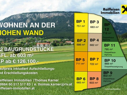 Wohnen an der Hohen Wand - 12 Grundstücke!