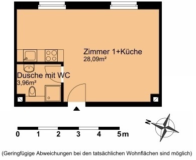 Praktische 1-Zimmer-Wohnung in ruhiger, grüner Lage.