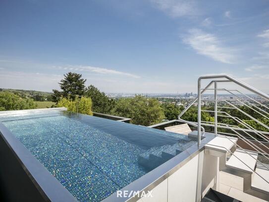 LUXUS PENTHOUSE IN GRINZING MIT UNVERGLEICHLICHEM BLICK AUF WIEN, GROSSZÜGIGEN TERRASSEN UND SWIMMINGPOOL.