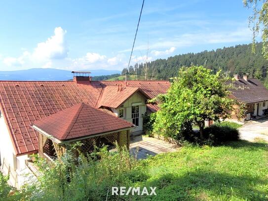 Alleinlage / Aussichtslage in Bärnbach: Landhaus + Einfamilienhaus + NG, 1.9 ha Wiese, 6.8 ha Wald