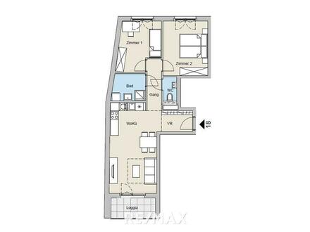 3-ZIMMERWOHNUNG mit FREIFLÄCHE + OPTIMALER RAUMAUFTEILUNG