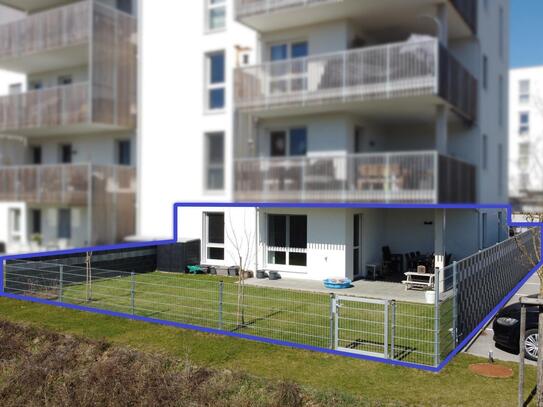 Exklusives Wohnen im Erdgeschoss: 4-Zimmer-Eigentumswohnung mit DAN Küche, Terrasse und Garten