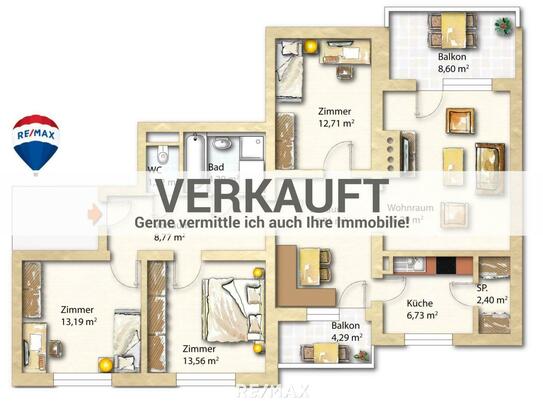 Geräumige Wohnung mit 3 Schlafzimmer im 3 Stock in Leibnitz/Linden