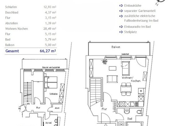 große 2-Raum-Maisonette-Wohnung mit Balkon - Sachnummer 5721