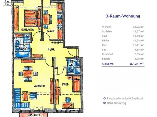 Klasse 3-Raum-Wohnung im Zentrum - Sachnummer 5720