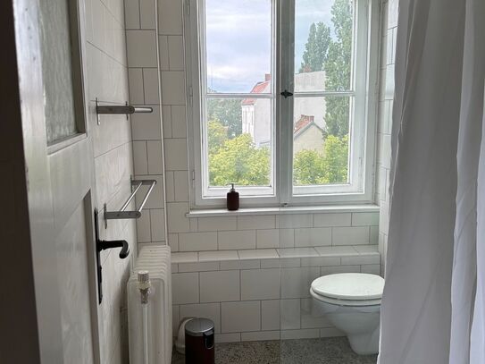 Attractive furnished two-room apartment in Soldiner Kiez Wedding, 5th floor, with a view of the surrounding greenery.,…