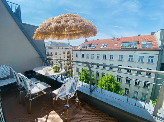 3 Zi. Dachgeschoss-Wohnung in Berlin-Mitte, inkl. Tiefgarage mit Aufzug ins DG, Terrasse, Wlan,