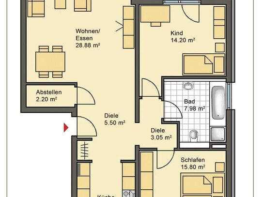 Big furnished flat with balcony and parking near the S-Bahn in Offenbach am Main