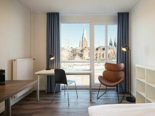 Wunderschönes Apartment am Weserufer mit Panoramablick auf die historische Altstadt, direkt im Zentrum