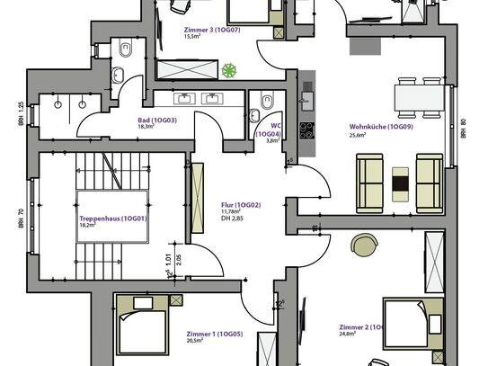 Large fully equipped apartment with parking spaces in Düsseldorf-Rath