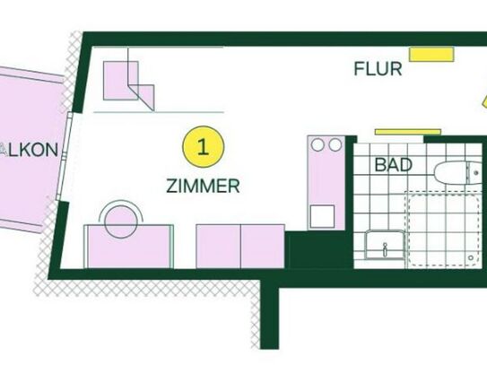 Centrally located single apartment with a balcony, accessible/ barrier-free, Heidelberg - Amsterdam Apartments for Rent