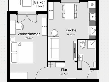 Helles & modernes Apartment in Düsseldorf-Friedrichstadt (Balkon, Kellerabteil, WLAN)