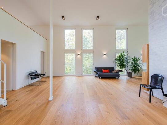 Sonniges Loft mit großer Terrasse und Blick in die Baumkronen