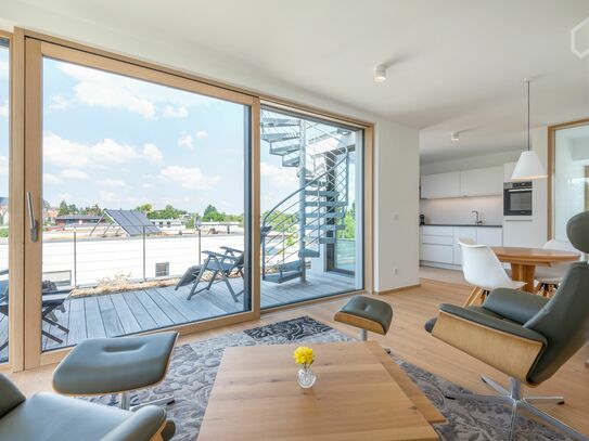Außergewöhnliche, helle Wohnung mit privater Dachterrasse nahe Frankfurt