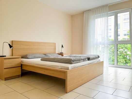 Big furnished flat with balcony and parking near the S-Bahn in Offenbach am Main