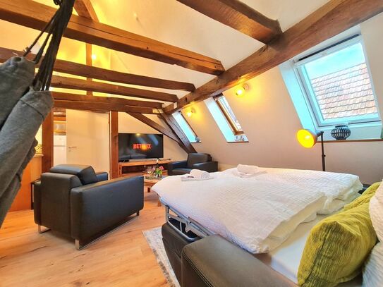 AVAHOME: Loft style apartment for 4 in Kandel / near Karlsruhe, WiFi, Netflix, kitchen, washer-dryer, parking space