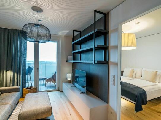 Luxuriöses 1-Schlafzimmer-Appartement mit großem Balkon und tollem Blick direkt auf die Donau