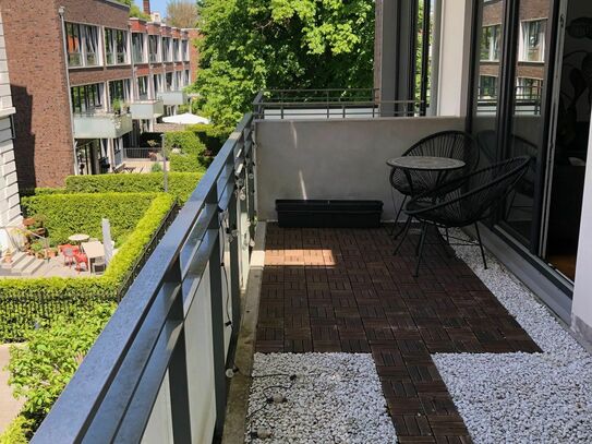 Moderne, voll möblierte 2-Zimmer-Wohnung mit Balkon in Hamburg St. Pauli.