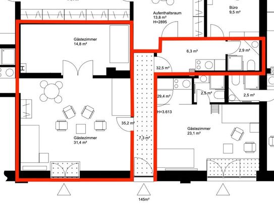 Moderne 2-Zimmer-Wohnung (65 m²) – voll möbliert, privater Parkplatz, keine Kaution, Reinigungsservice, City-Registrati…