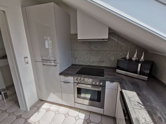 Spacious, bright attic apartment with south-facing balcony dnd fitte kitchen