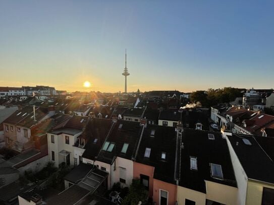 Light-flooded attic studio with a panoramic view over Bremen