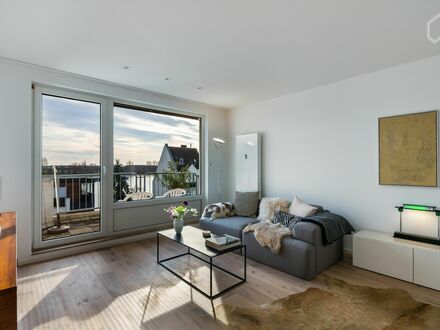 Penthouse-Wohnung mit Terassen-Rheinblick im Kölner Süden, sicher rund angenehm in Corona-Zeiten, mit bester Verkehrsan…