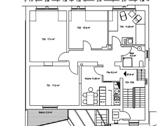 Moderne 4-Zimmer-Wohnung mit Balkon – Voll möbliert, Keine Kaution, inkl. Reinigungsservice!