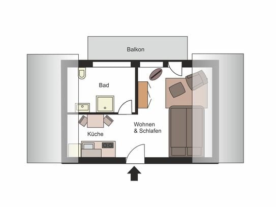 Sunny apartment with large balcony