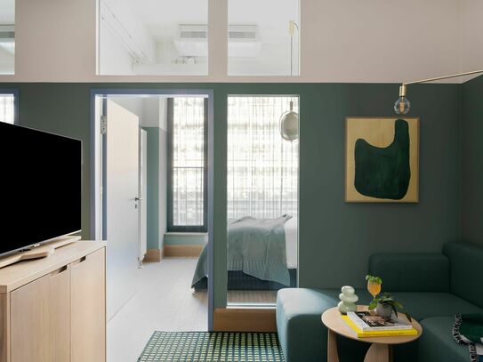 Modernes Familienapartment mit 2 Schlafzimmern inklusive Außenpool, Co-Working und Fitnessstudio in München Obersendling