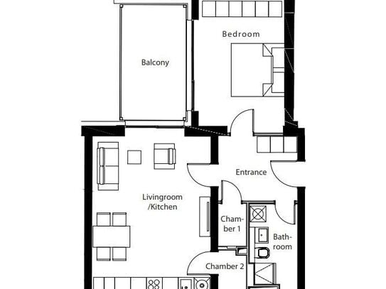 +Skyline+ 2,5 Room Apartment, Frankfurt - Amsterdam Apartments for Rent