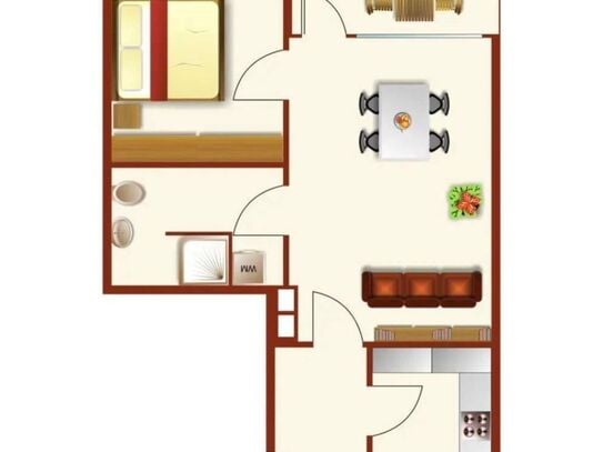 Ruhige und sanierte 2 Zimmer-Wohnung, die für einen Mietzeitraum von 6 bis 18 Monaten verfügbar ist