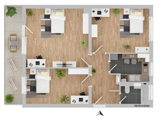 Kernsaniert & möbliert mit großem Balkon (perfekt für WGs)