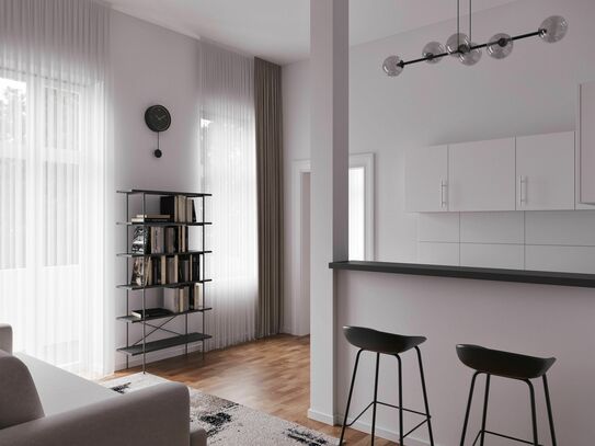 Durchdacht gestaltete: Stilvolles 2-Zimmer-Apartment mit Balkon
