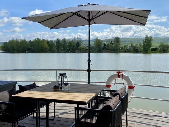 Floating house with lake views