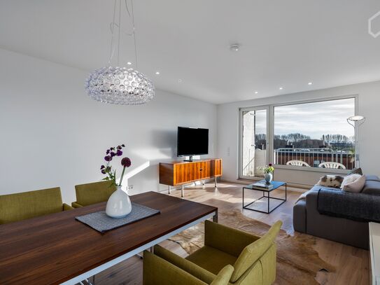 Penthouse apartment with view of the Rhine in the south of Cologne, with excellent transport links