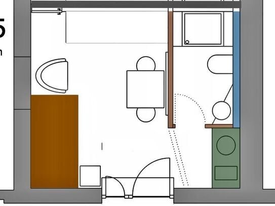 Modernes 1 Zimmer Studio-Apartment Citynah in Mülheim an der Ruhr – Voll möbliert, Keine Kaution, Reinigungsservice, Ci…