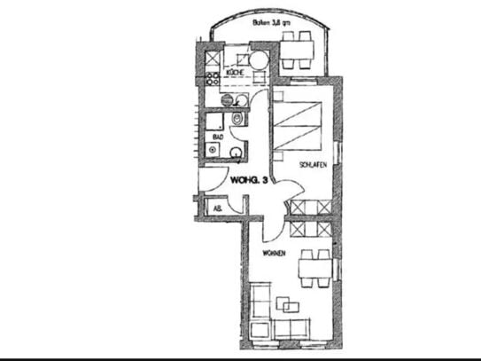 Moderne möblierte 2-Raum-Wohnung mit Balkon