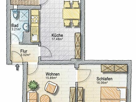 Zentral gelegene Wohnung mit Balkon | Centrally located apartment with balcony