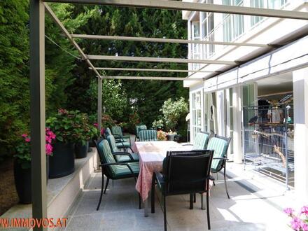 Marvellous view from 80 sqm roof top terrace at sole property with 240 m2 + 3 terraces, garden + garage at Neustift