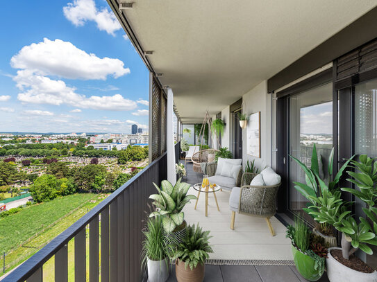 Panorama Living - Südwest-Balkon mit Parkblick im Dachgeschoß - Top 03-107