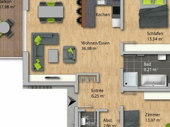 Exklusive Wohnung im Zentrum von Grenzach - 3 Zimmer-Wohnung (2. OG 0.8)